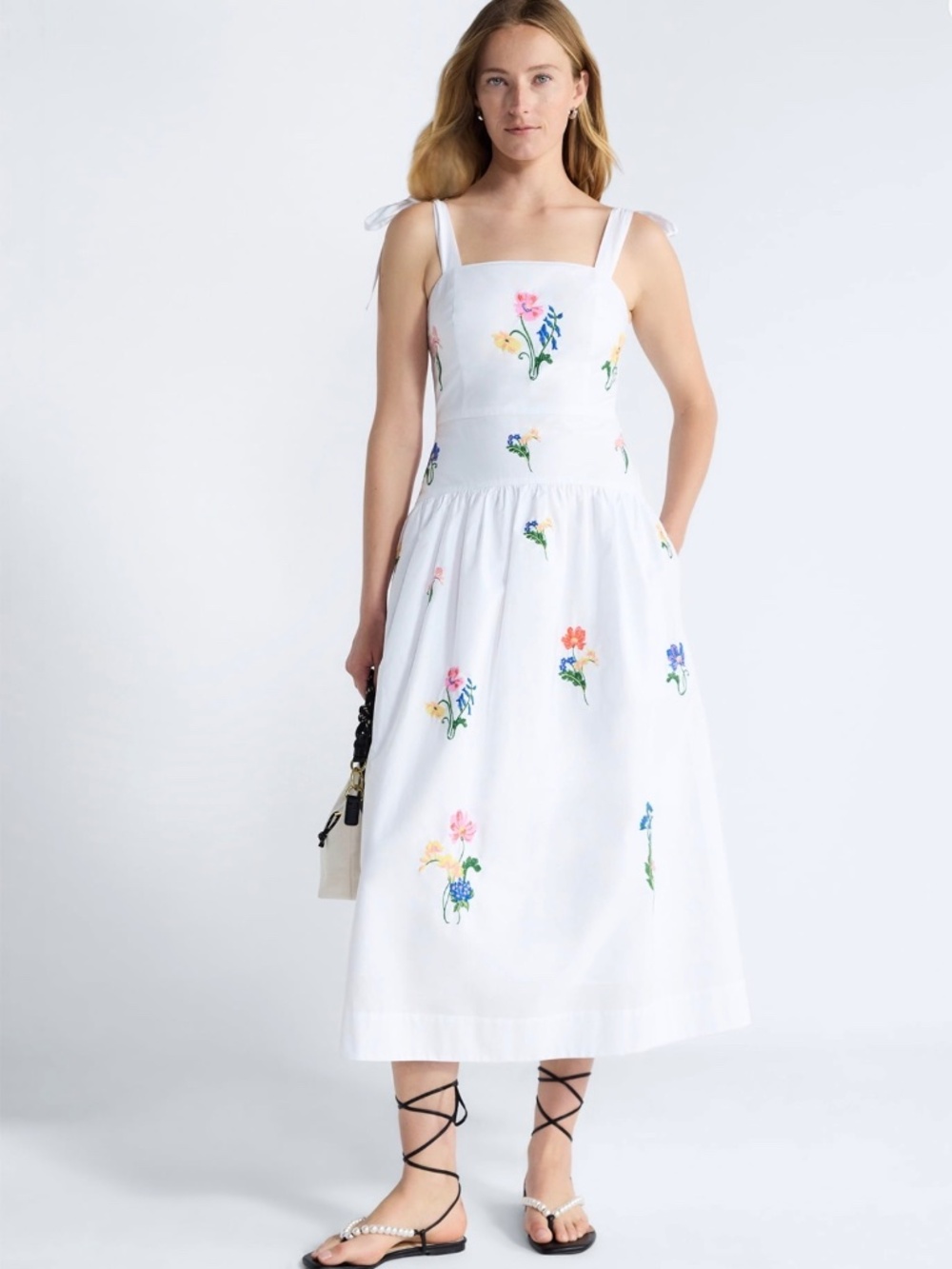 NWT Free Assembly White Lined Embroidered Maxi Dress Size XL